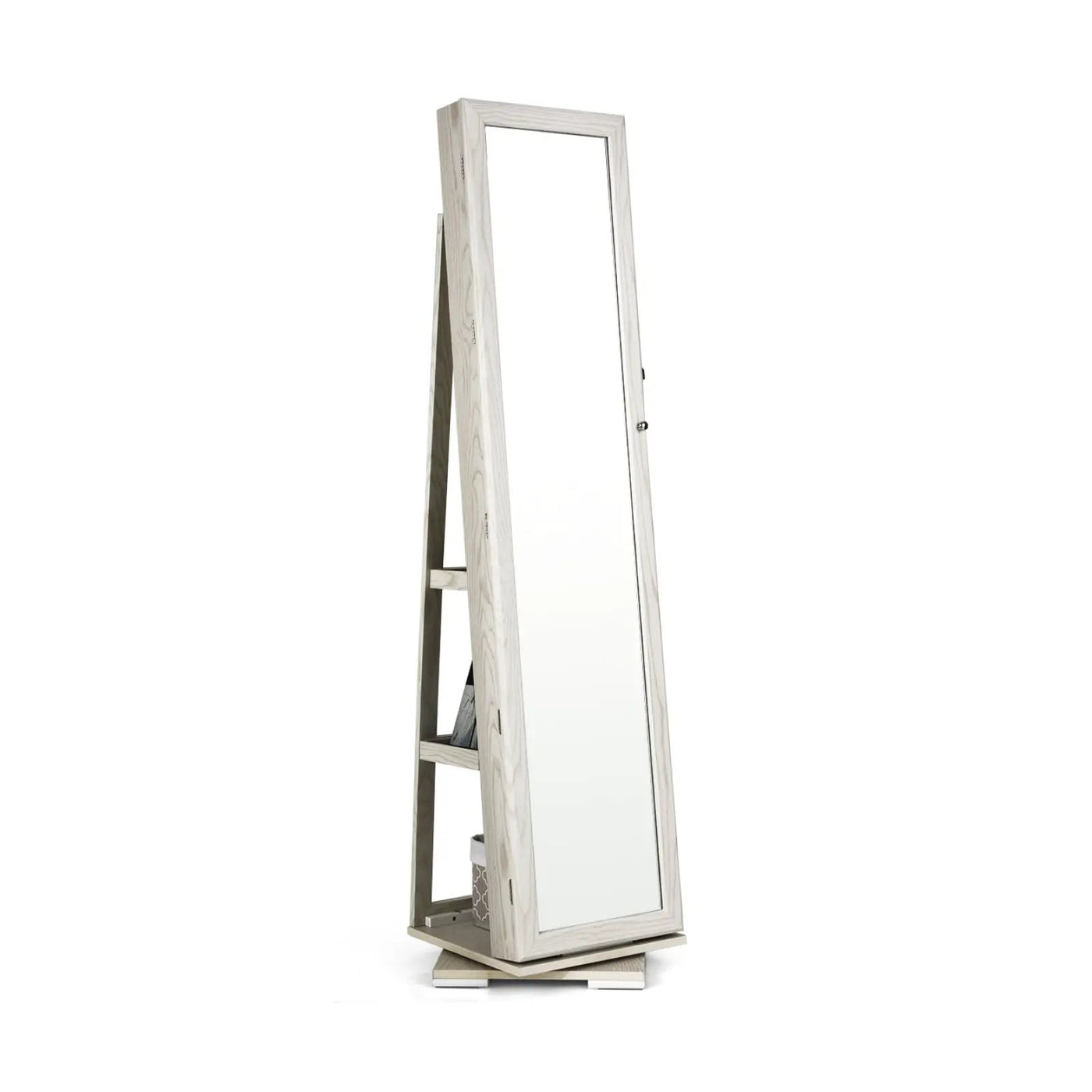 360° Rotatable 2-in-1 Lockable Jewelry Cabinet with Full-Length Mirror by DirectDeals