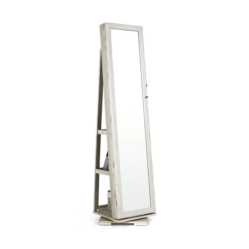 360° Rotatable 2-in-1 Lockable Jewelry Cabinet with Full-Length Mirror by DirectDeals