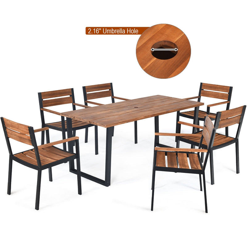 Patented 7 Pieces Patented Outdoor Patio Dining Table Set with Hole by DirectDeals
