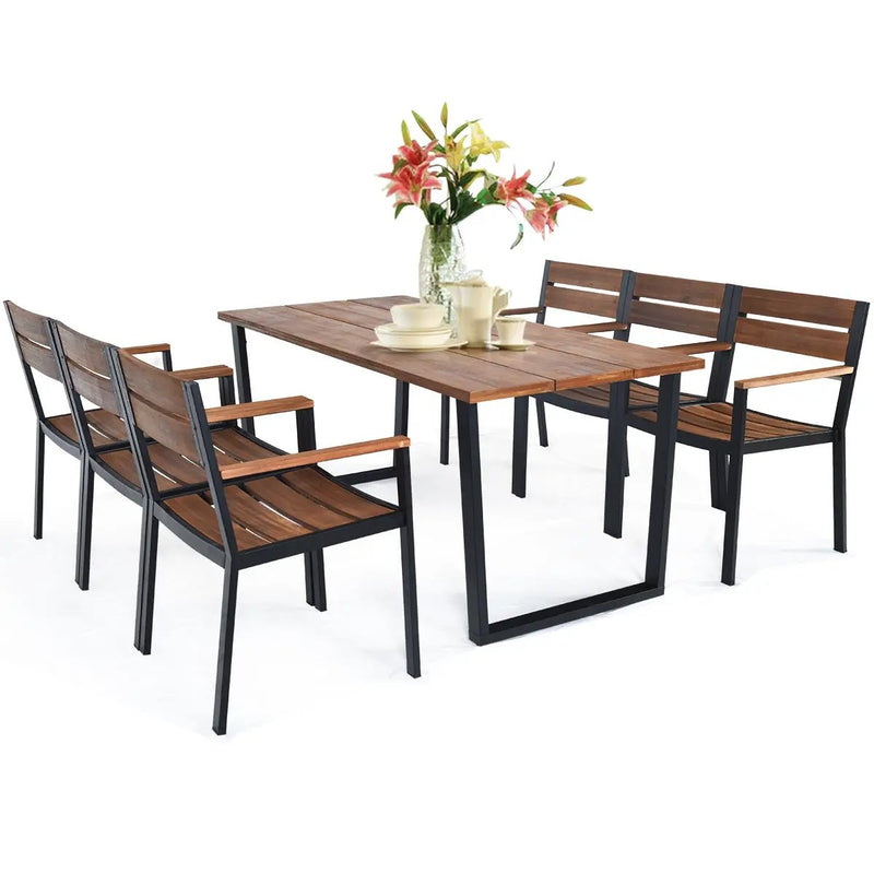 Patented 7 Pieces Patented Outdoor Patio Dining Table Set with Hole by DirectDeals
