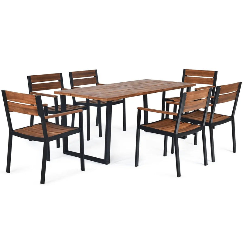 Patented 7 Pieces Patented Outdoor Patio Dining Table Set with Hole by DirectDeals