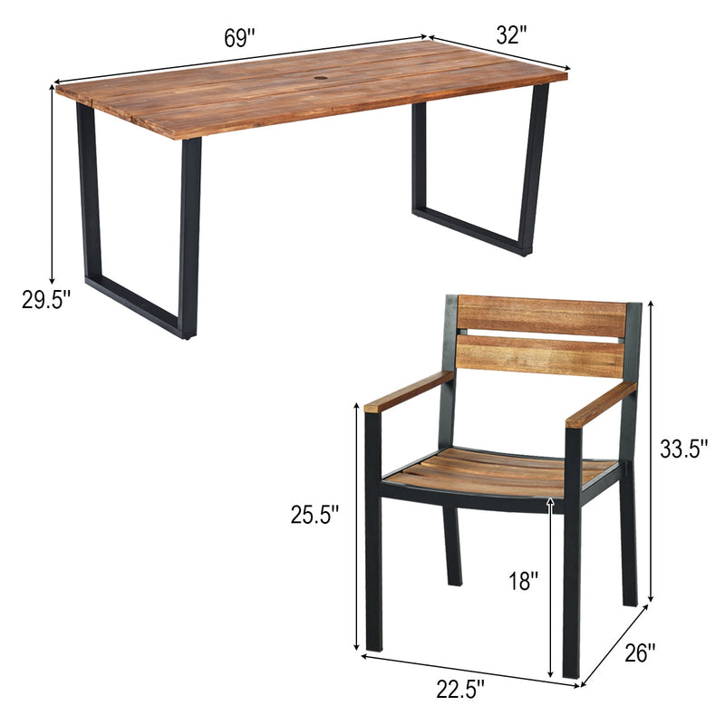 Patented 7 Pieces Patented Outdoor Patio Dining Table Set with Hole by DirectDeals