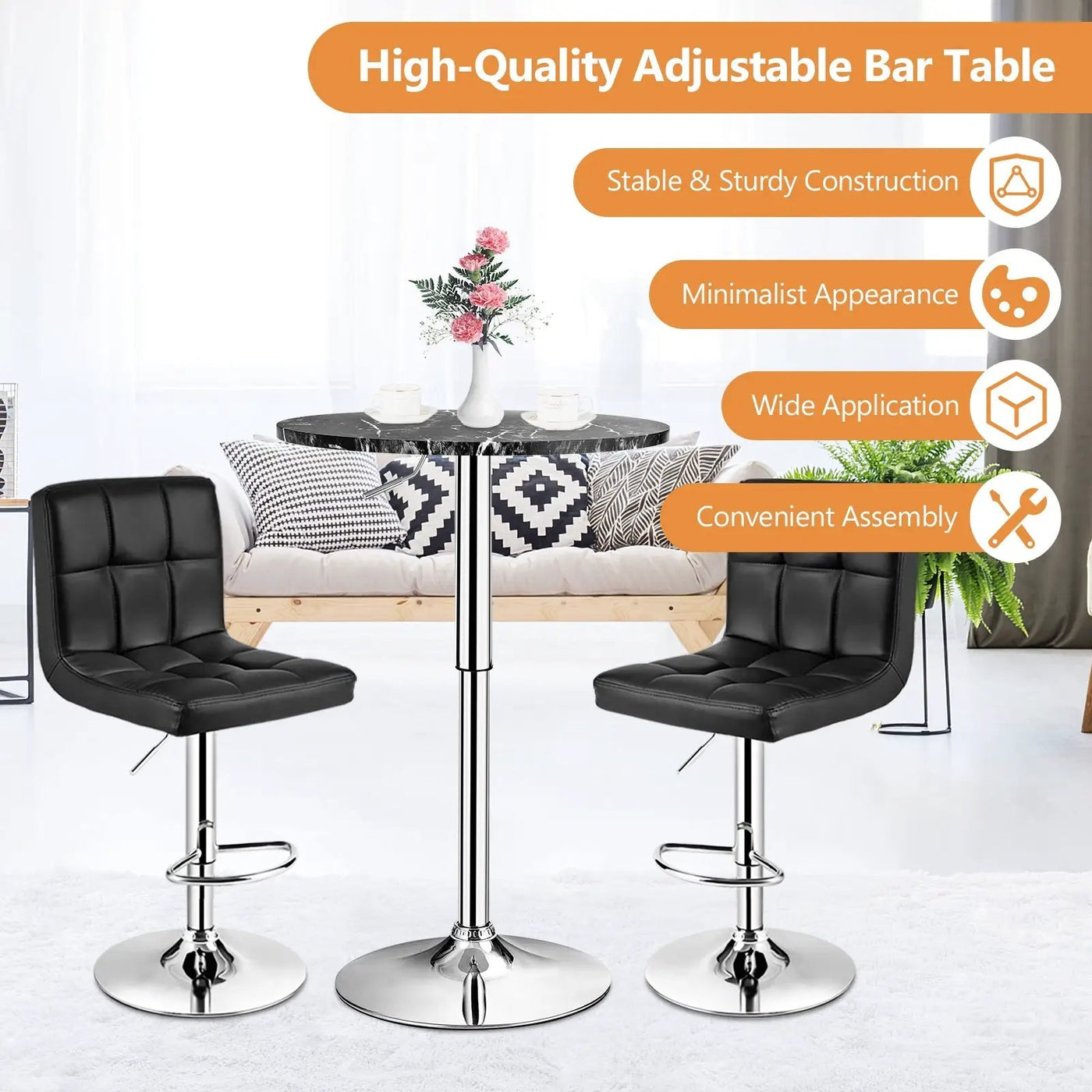 360° Swivel Cocktail Pub Table with Sliver Leg and Base by DirectDeals