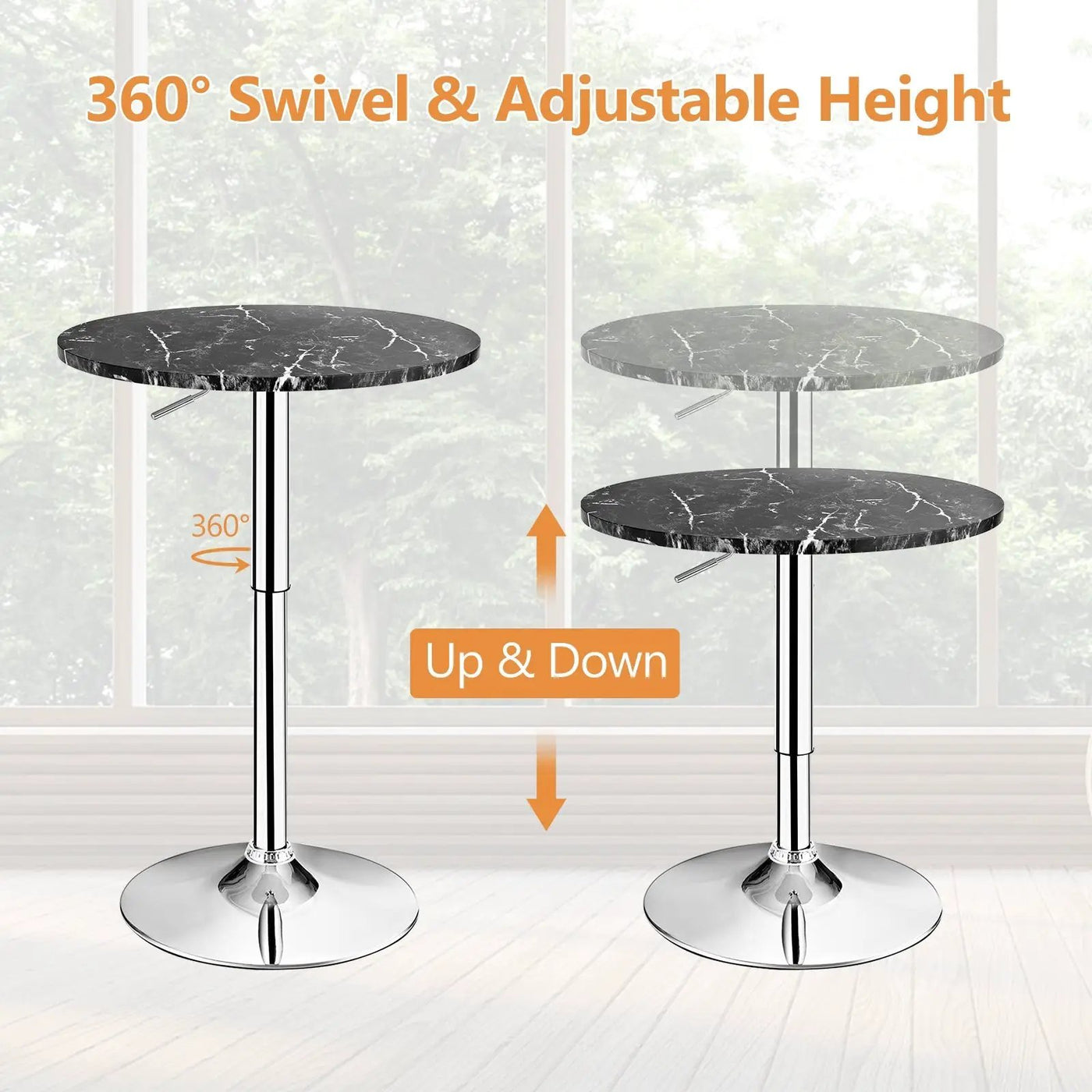 360° Swivel Cocktail Pub Table with Sliver Leg and Base by DirectDeals