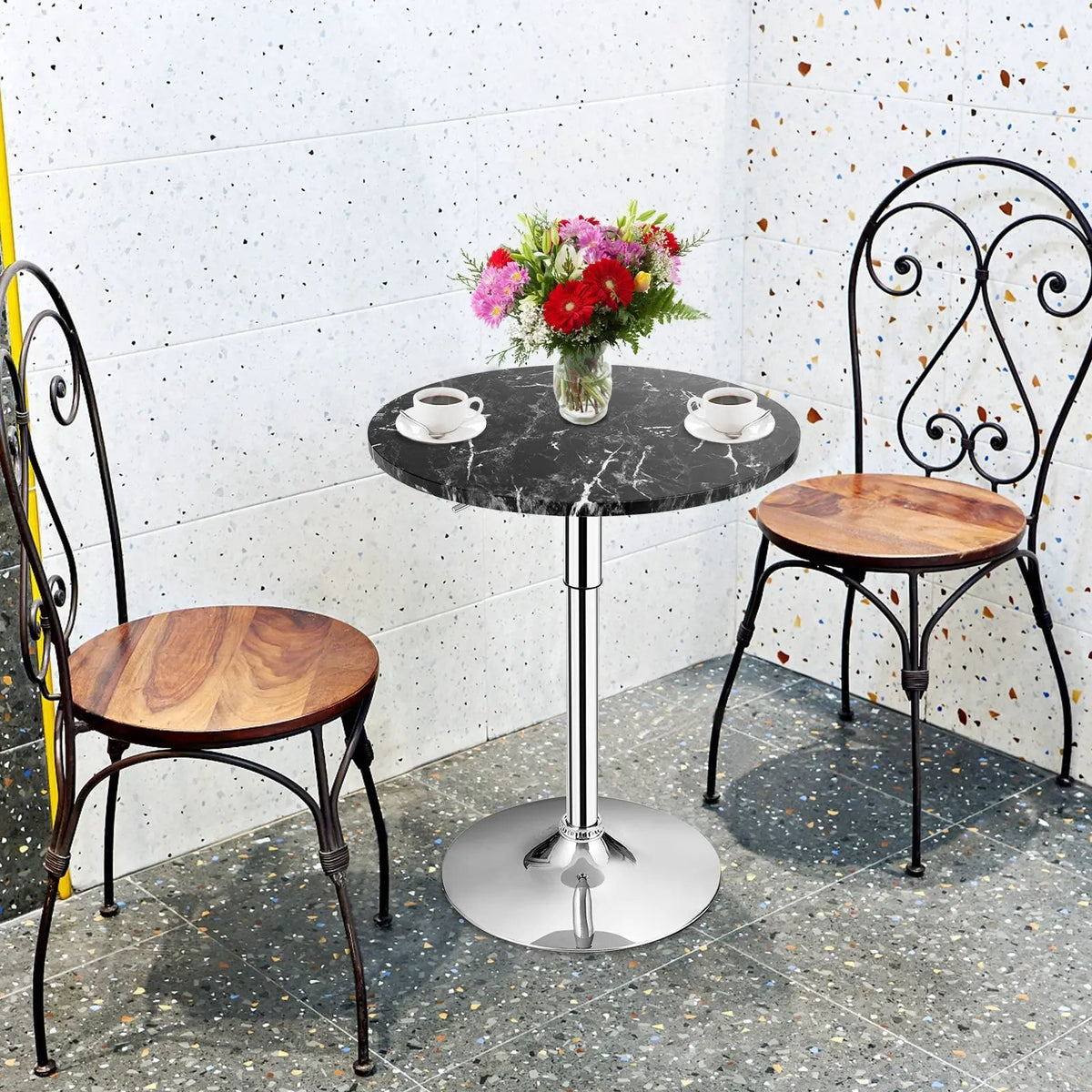 360° Swivel Cocktail Pub Table with Sliver Leg and Base by DirectDeals