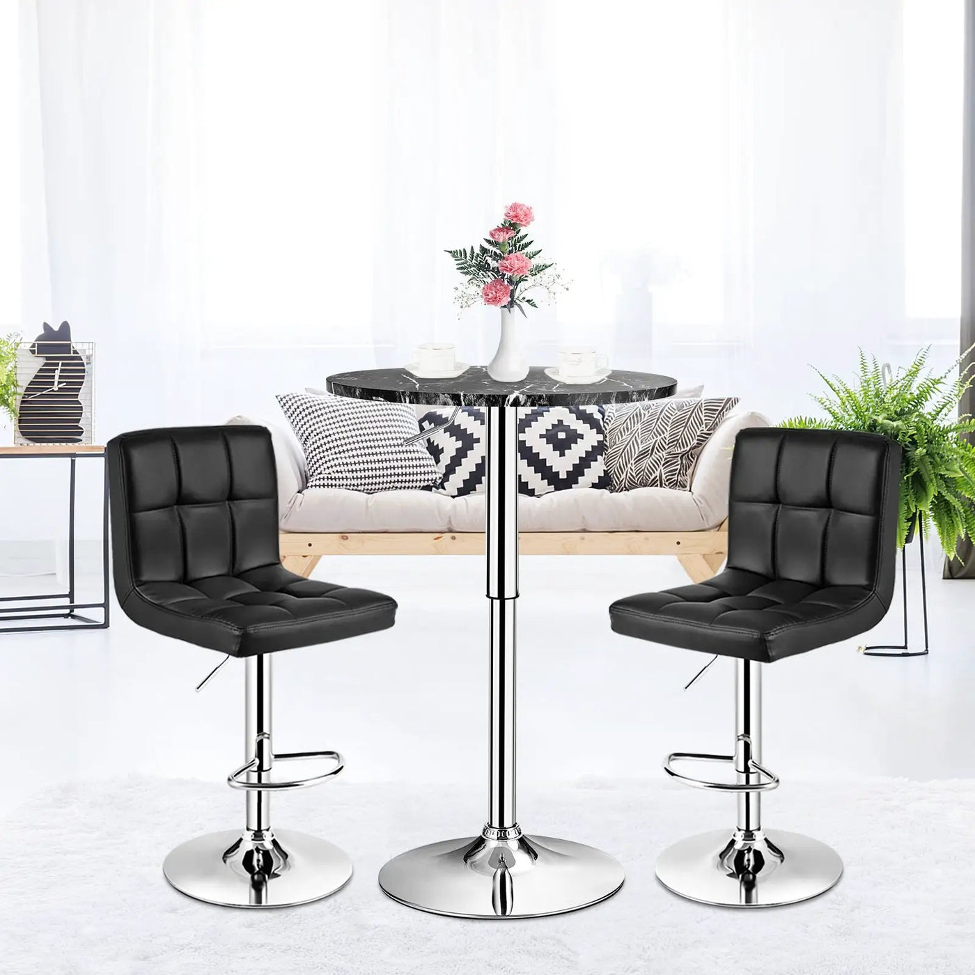 360° Swivel Cocktail Pub Table with Sliver Leg and Base by DirectDeals