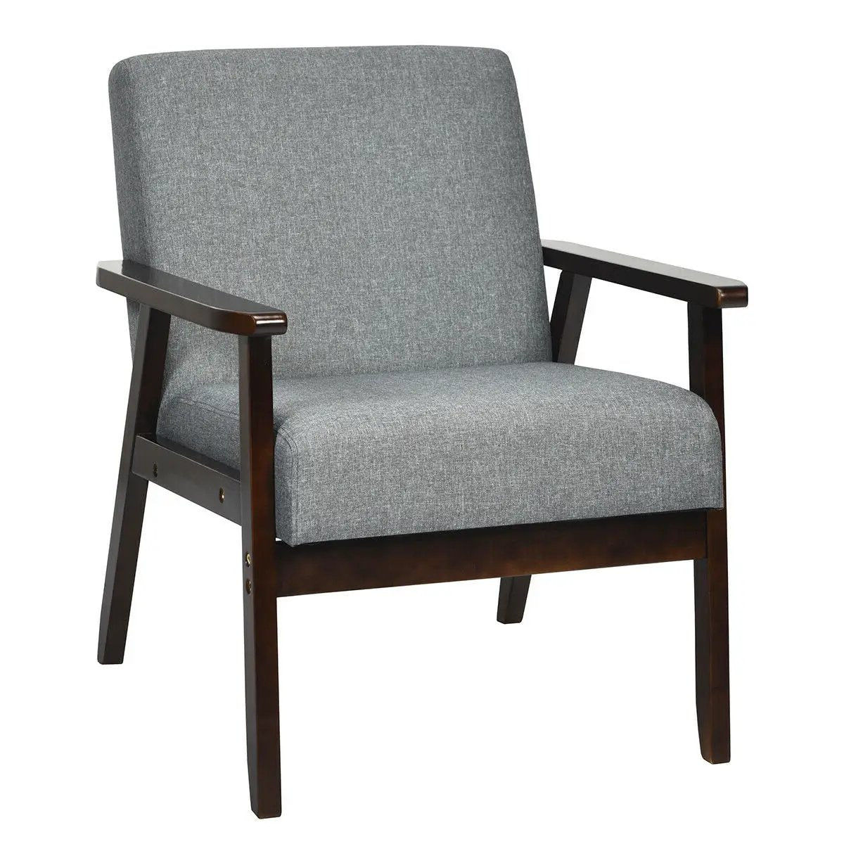Solid Rubber Wood Fabric Accent Armchair by DirectDeals