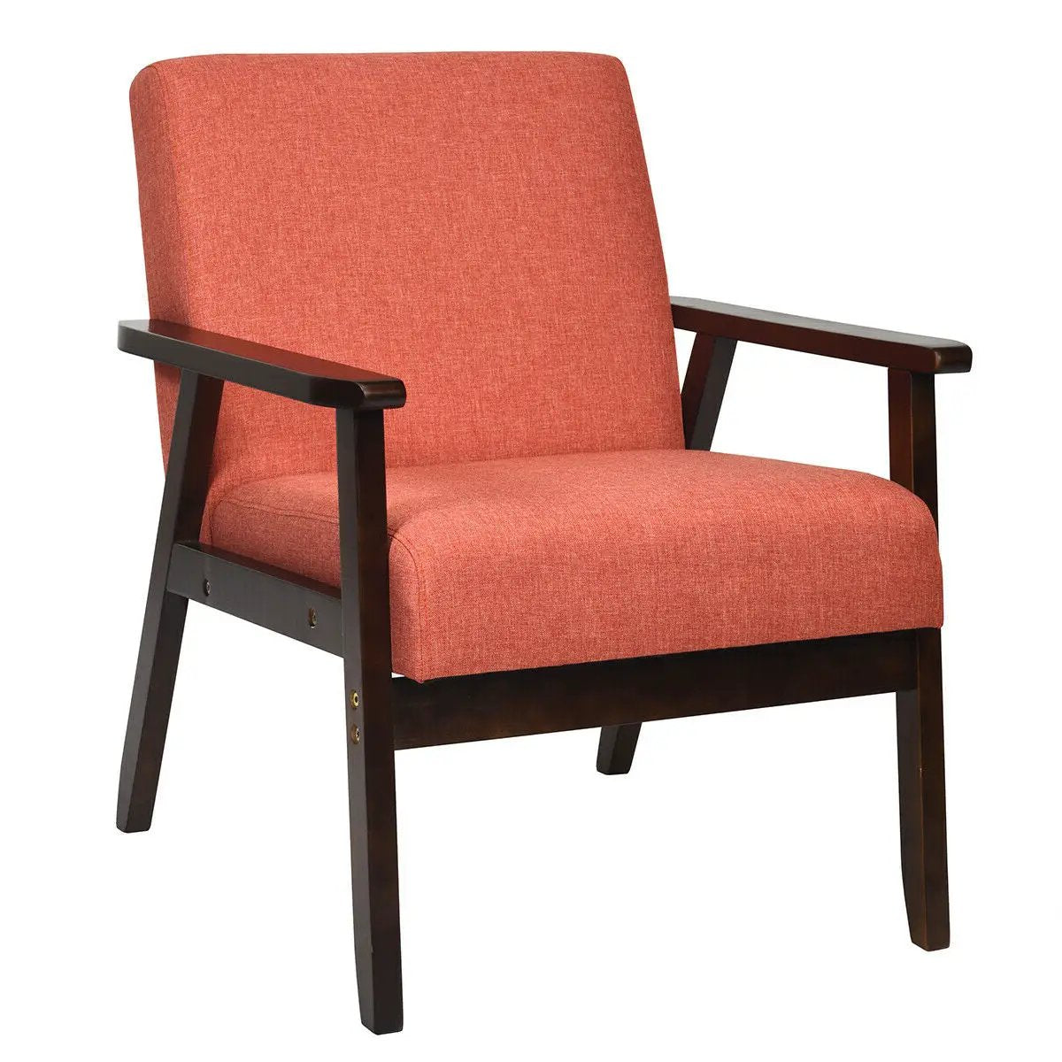 Solid Rubber Wood Fabric Accent Armchair by DirectDeals