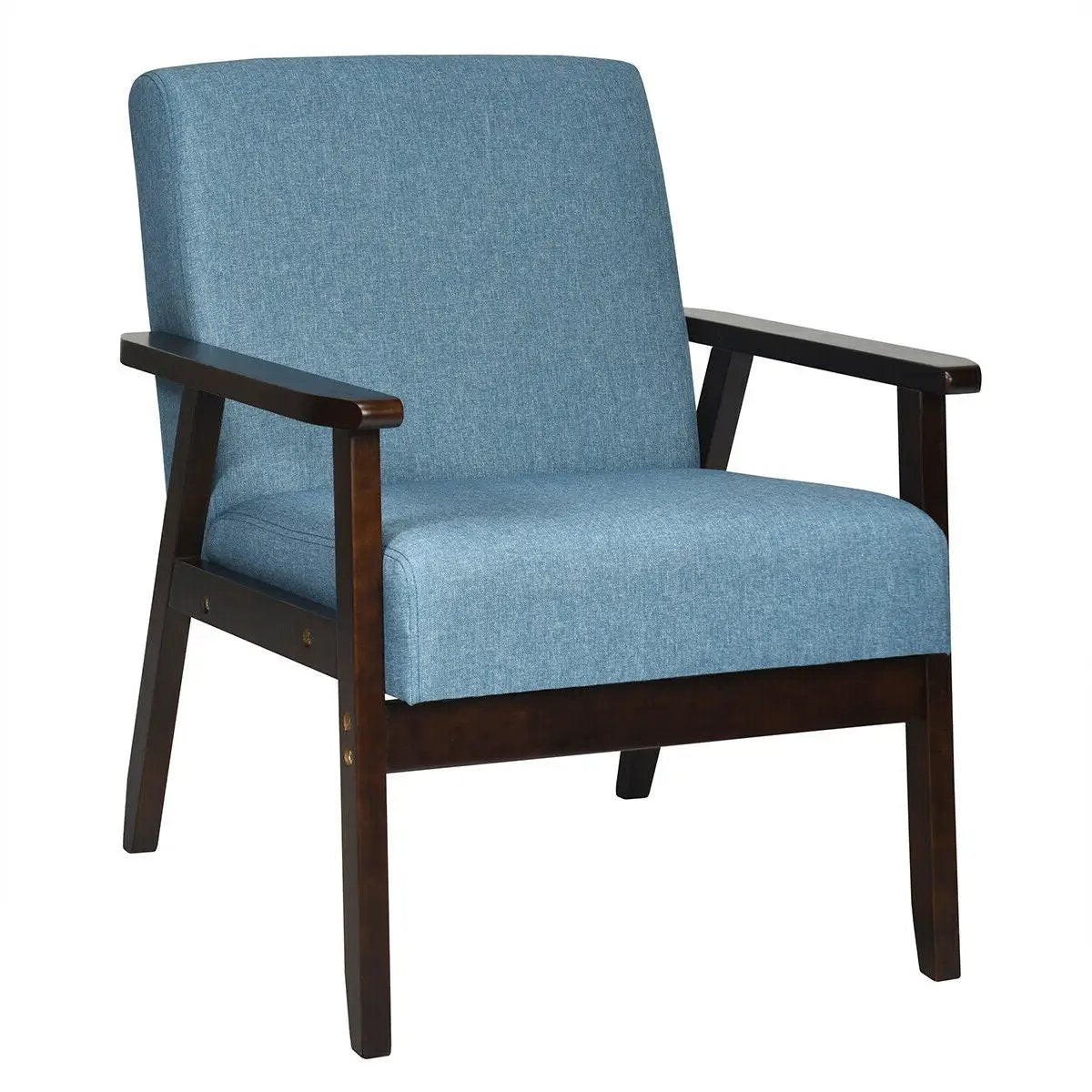 Solid Rubber Wood Fabric Accent Armchair by DirectDeals