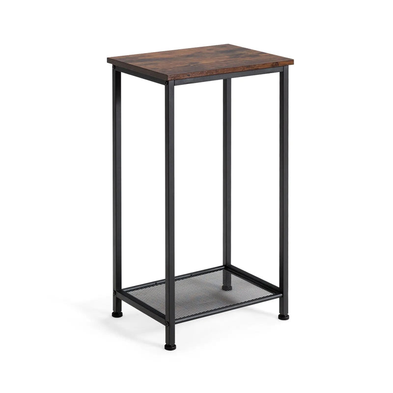 2-Tier Industrial End Table with Metal Mesh Storage Shelves by DirectDeals