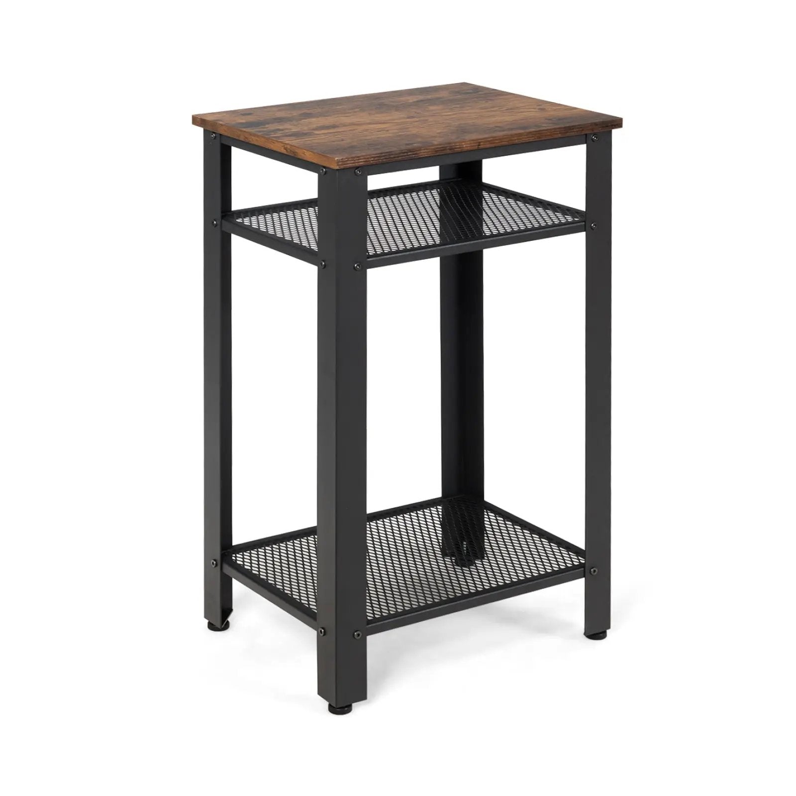3-Tier Industrial End Table with Metal Mesh Storage Shelves by DirectDeals