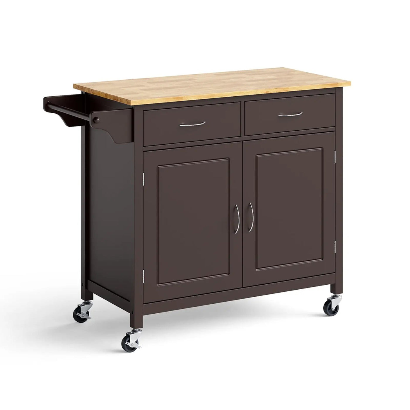Modern Rolling Kitchen Cart Island with Wooden Top by DirectDeals