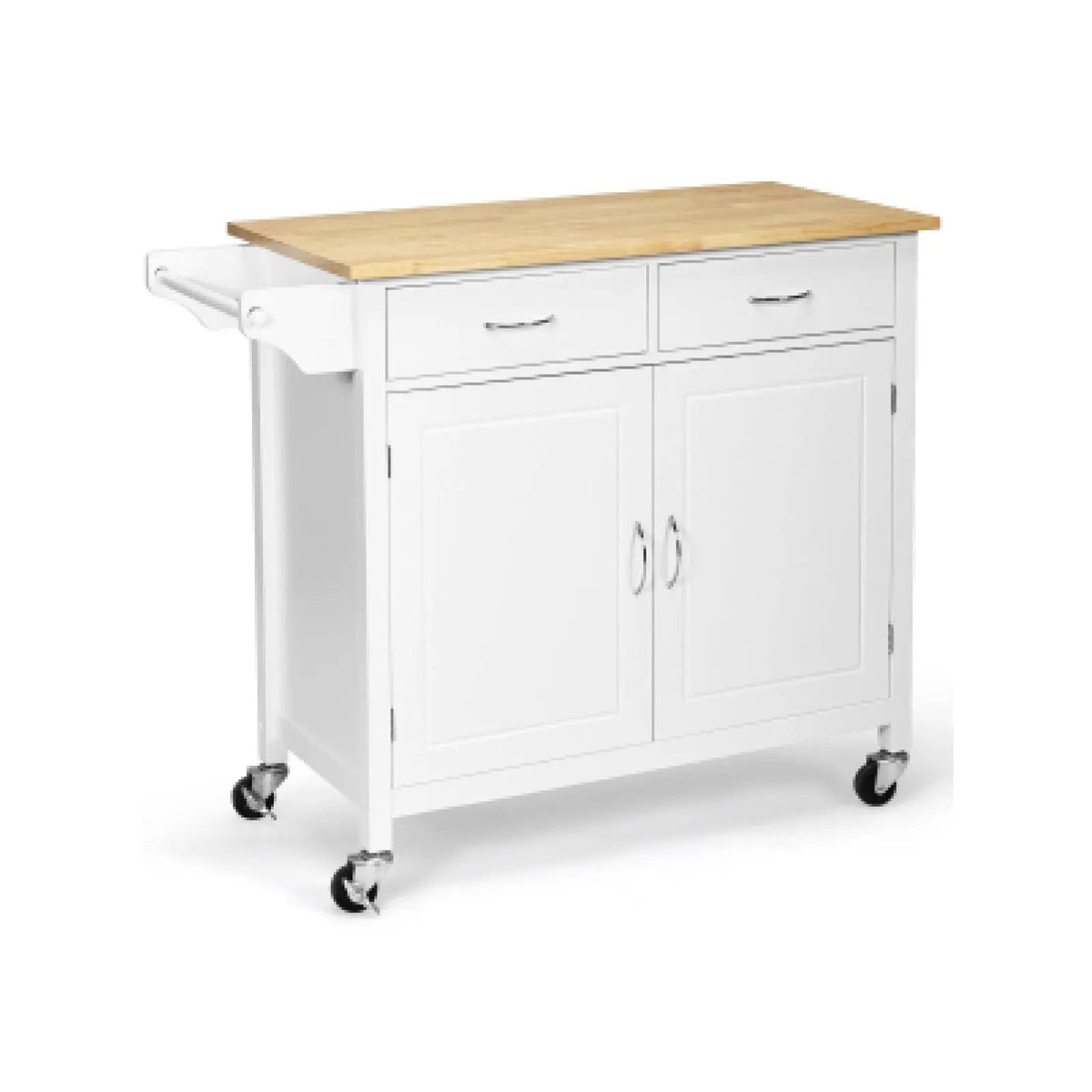 Modern Rolling Kitchen Cart Island with Wooden Top by DirectDeals