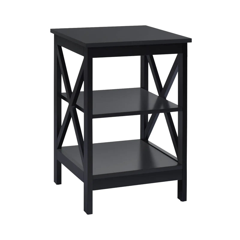 3-Tier X-Design Nightstands with Storage Shelves for Living Room Bedroom by DirectDeals