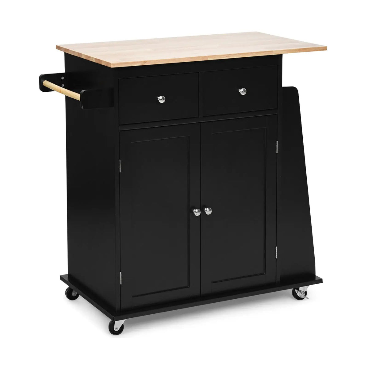 Rubber Wood Countertop Rolling Kitchen Island Cart by DirectDeals