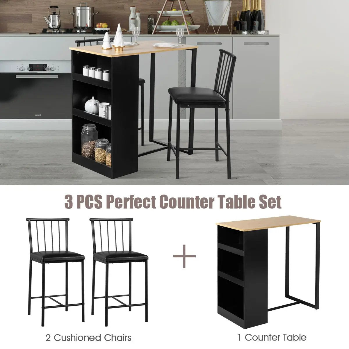 3 Piece Counter Height Pub Dining Set by DirectDeals