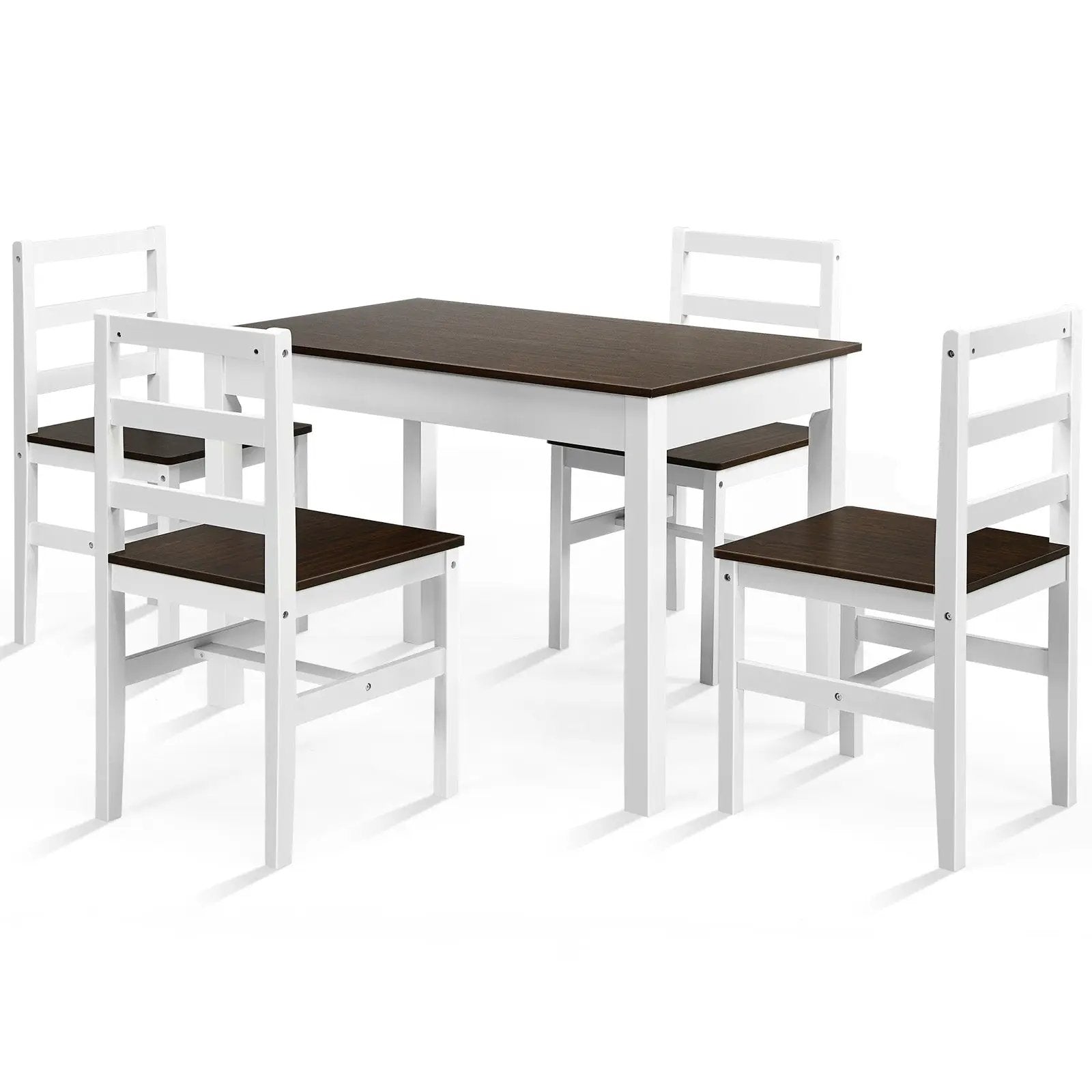 5 Pieces Solid Wood Compact Kitchen Dining Set-Walnut by DirectDeals