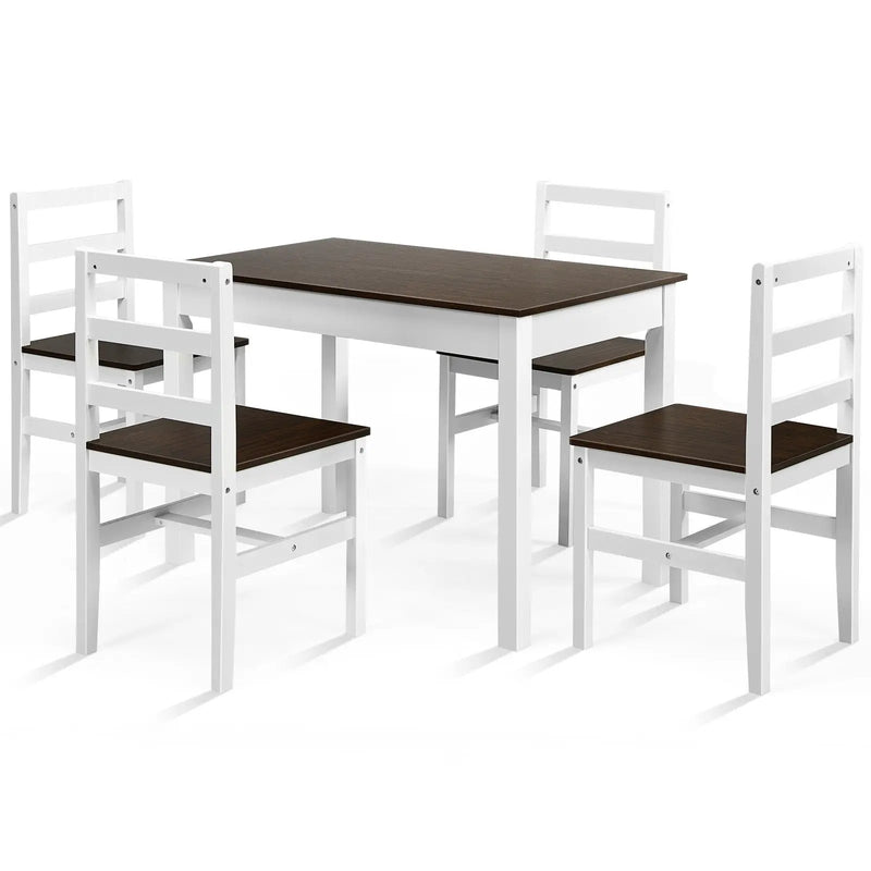 5 Pieces Solid Wood Compact Kitchen Dining Set-Walnut by DirectDeals