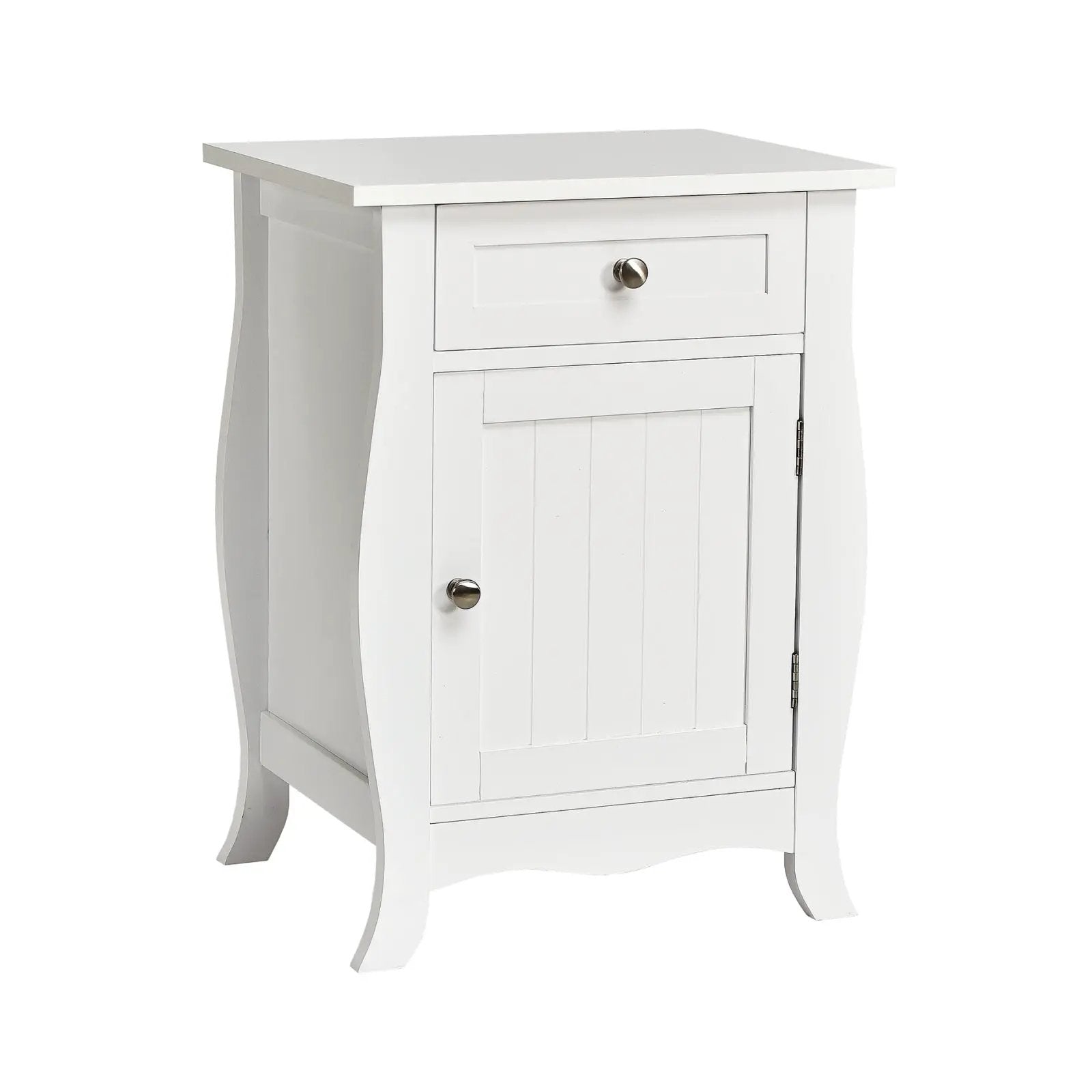 Wooden Accent End Table with Drawer Storage Cabinet Nightstand-White by DirectDeals