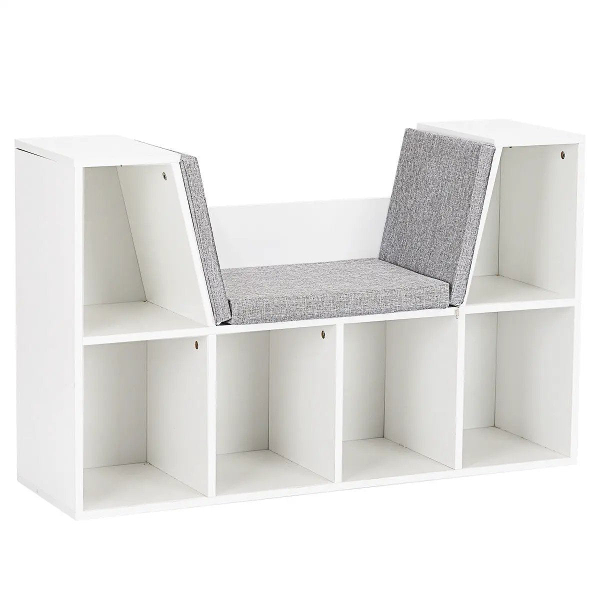 6-Cubby Kid Storage Bookcase Cushioned Reading Nook by DirectDeals