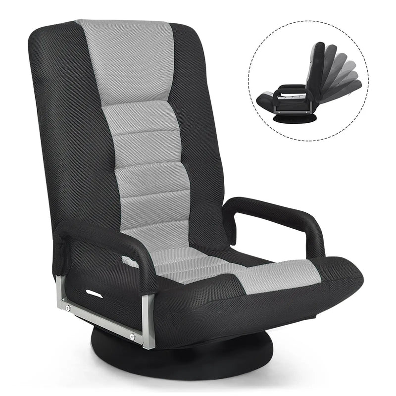 360-Degree Swivel Gaming Floor Chair with Foldable Adjustable Backrest by DirectDeals