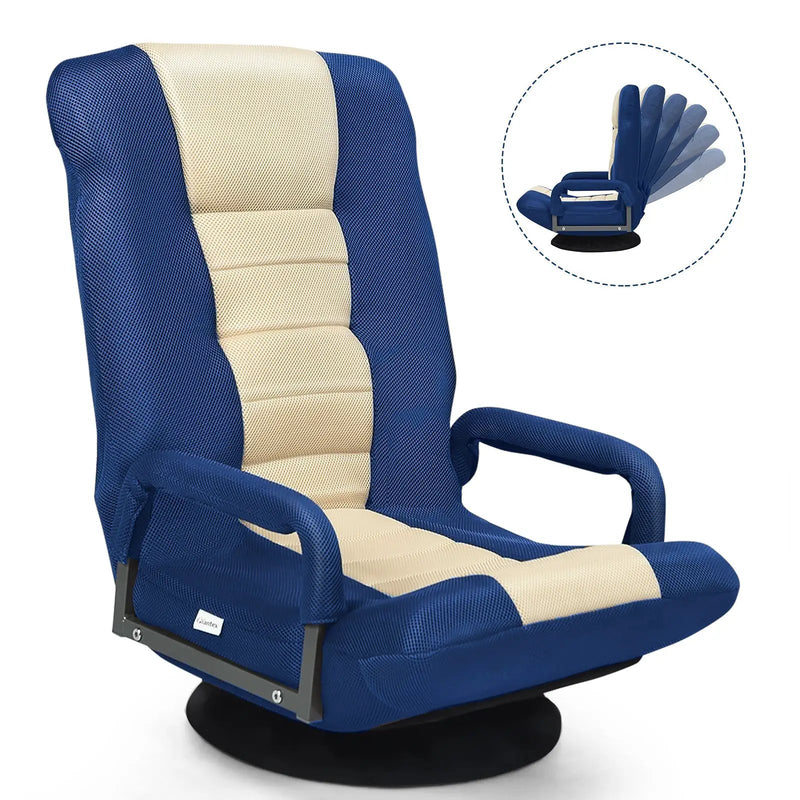 360-Degree Swivel Gaming Floor Chair with Foldable Adjustable Backrest by DirectDeals