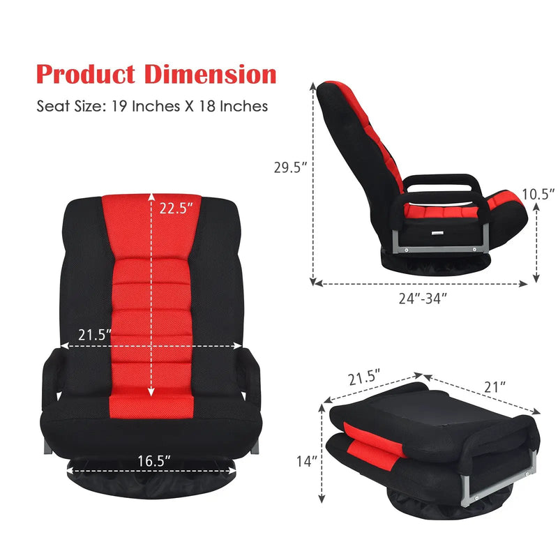 360-Degree Swivel Gaming Floor Chair with Foldable Adjustable Backrest by DirectDeals