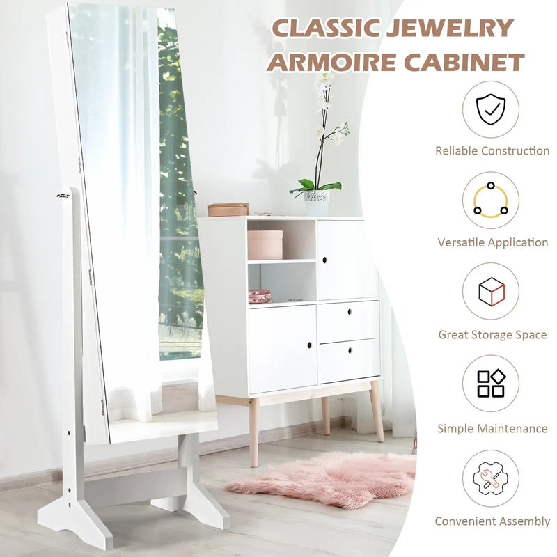 Standing Jewelry Armoire Cabinet with Full Length Mirror by DirectDeals