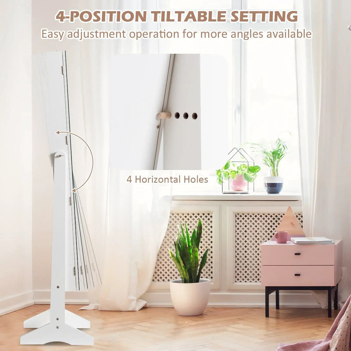 Standing Jewelry Armoire Cabinet with Full Length Mirror by DirectDeals