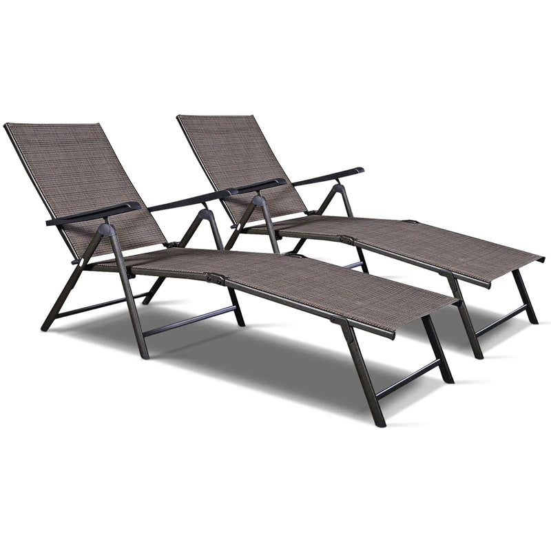 Set of 2 Adjustable Chaise Lounge Chair with 5 Reclining Positions by DirectDeals