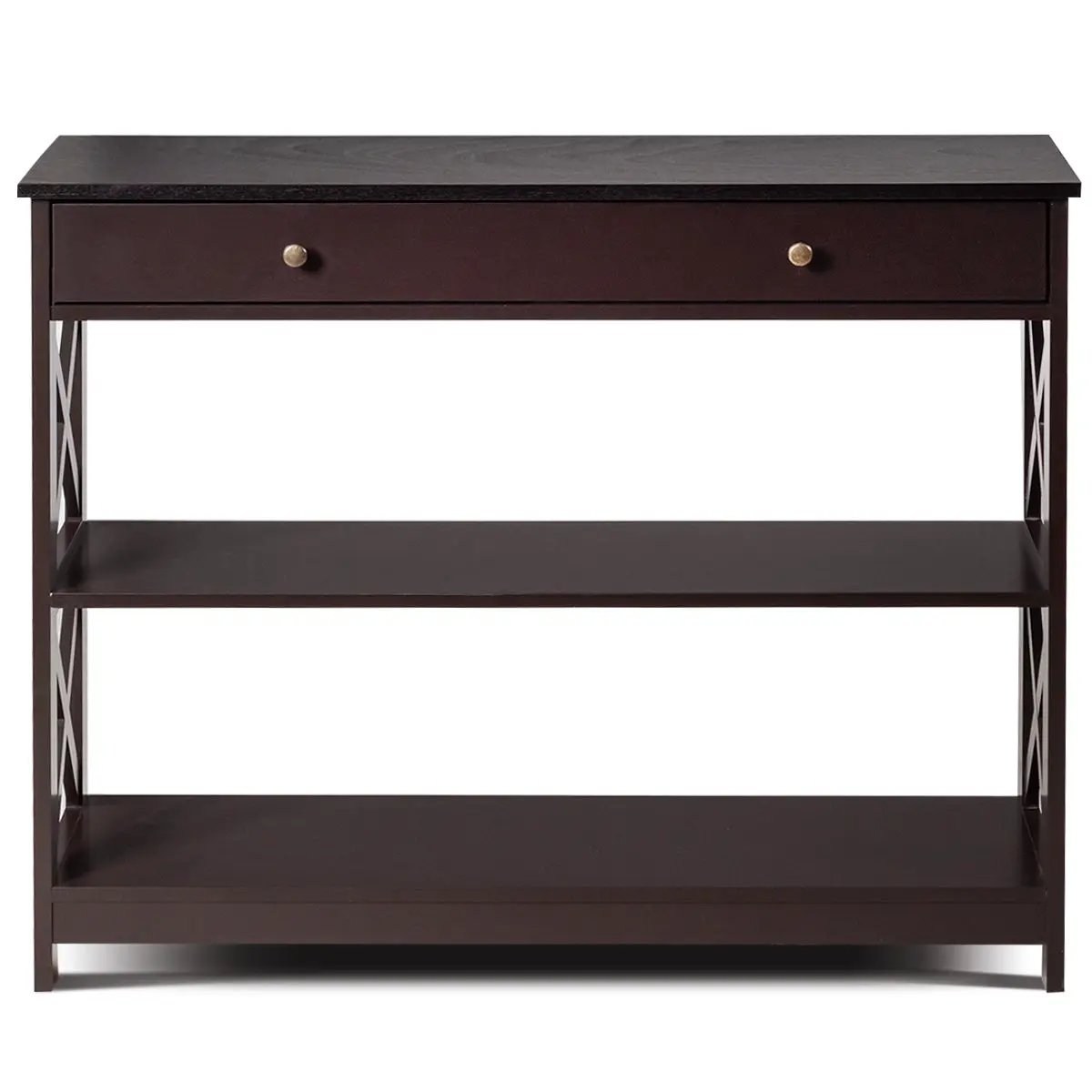 Console Table 3-Tier with Drawer and Storage Shelves by DirectDeals