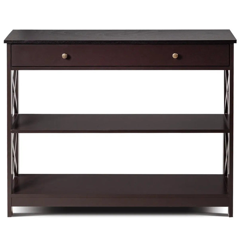 Console Table 3-Tier with Drawer and Storage Shelves by DirectDeals