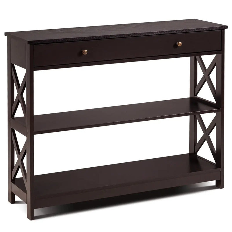 Console Table 3-Tier with Drawer and Storage Shelves by DirectDeals