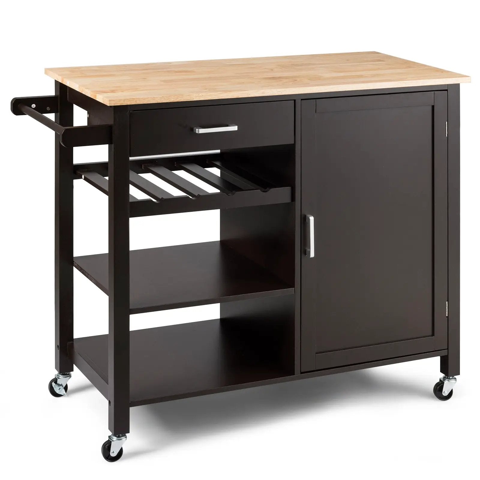 Kitchen Island Cart Rolling Serving Cart Wood Trolley by DirectDeals