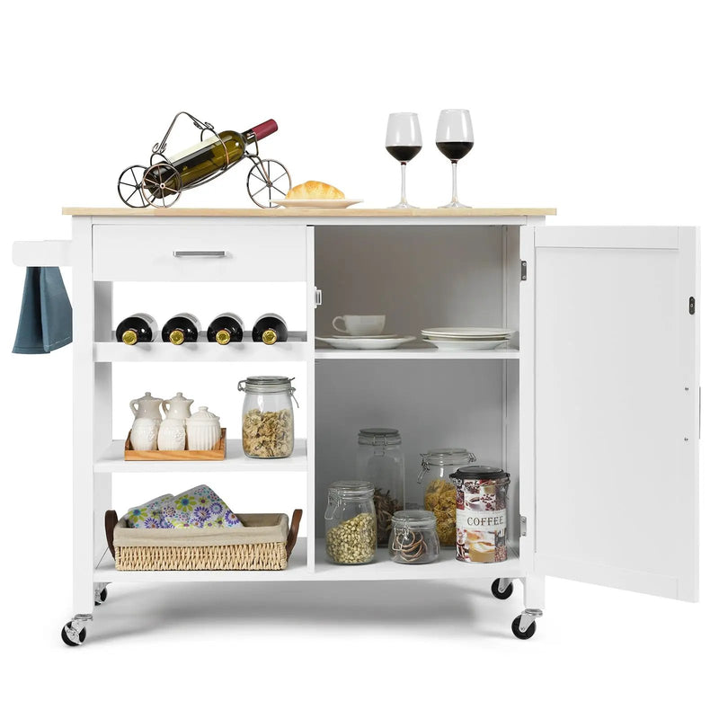 Kitchen Island Cart Rolling Serving Cart Wood Trolley by DirectDeals