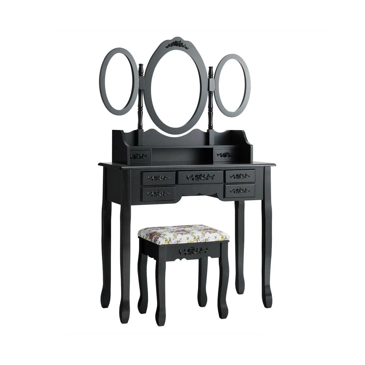 7 Drawer Tri-Folding Mirror Dressing Vanity Makeup Set by DirectDeals