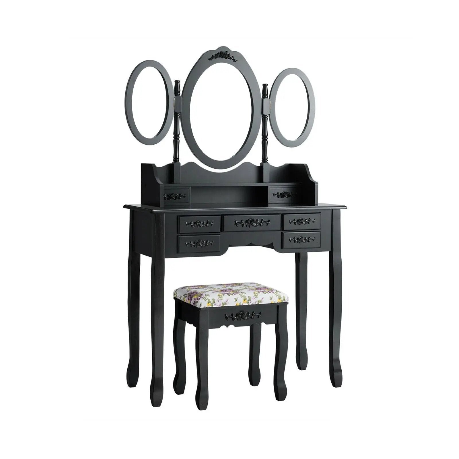 7 Drawer Tri-Folding Mirror Dressing Vanity Makeup Set by DirectDeals