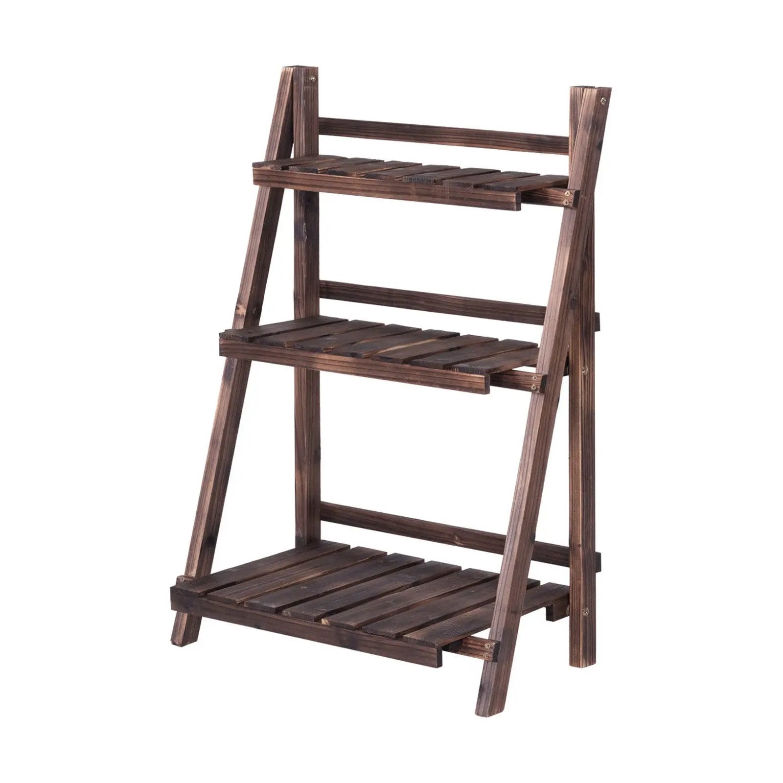 3 Tier Outdoor Wood Design Folding Display Flower Stand by DirectDeals
