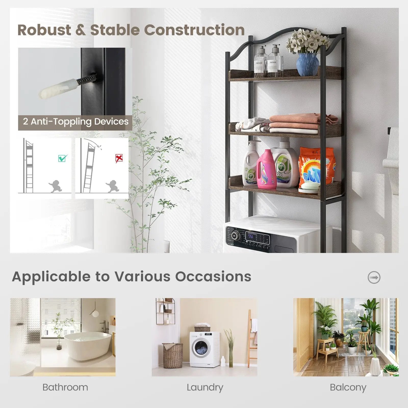 3-Tier Over-The-Toilet Bathroom Spacesaver Storage Rack by DirectDeals
