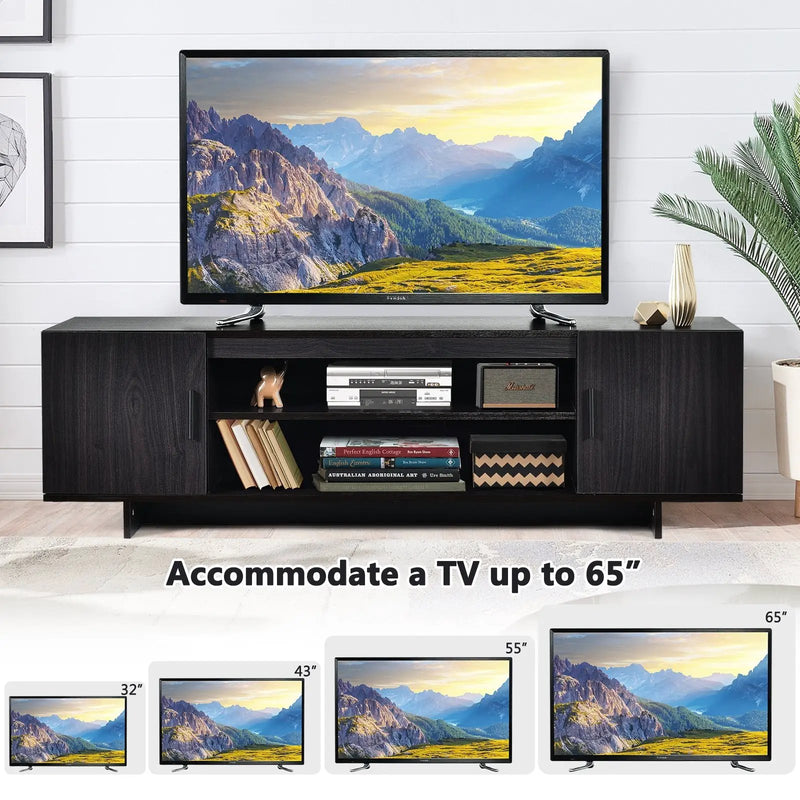 Modern Wood Universal TV Stand for TV up to 65 Inch with 2 Storage Cabinets by DirectDeals