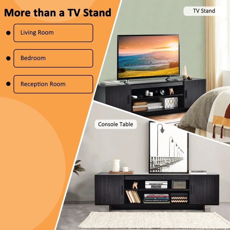 Modern Wood Universal TV Stand for TV up to 65 Inch with 2 Storage Cabinets by DirectDeals