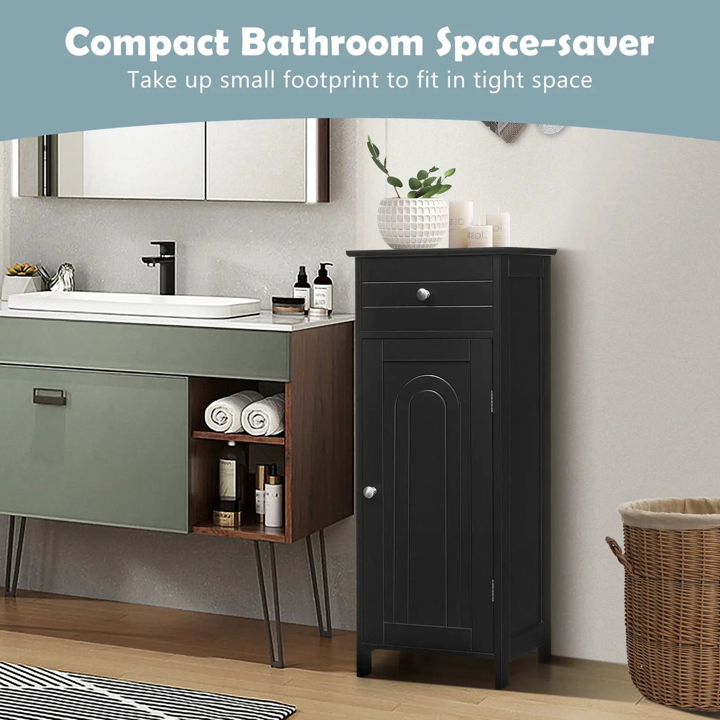 Wooden Storage Free-Standing Floor Cabinet with Drawer and Shelf by DirectDeals