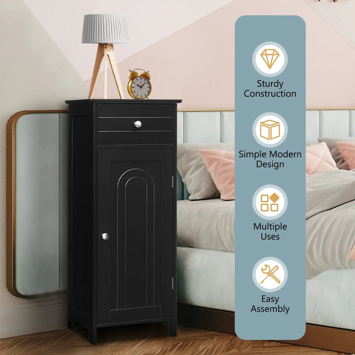 Wooden Storage Free-Standing Floor Cabinet with Drawer and Shelf by DirectDeals