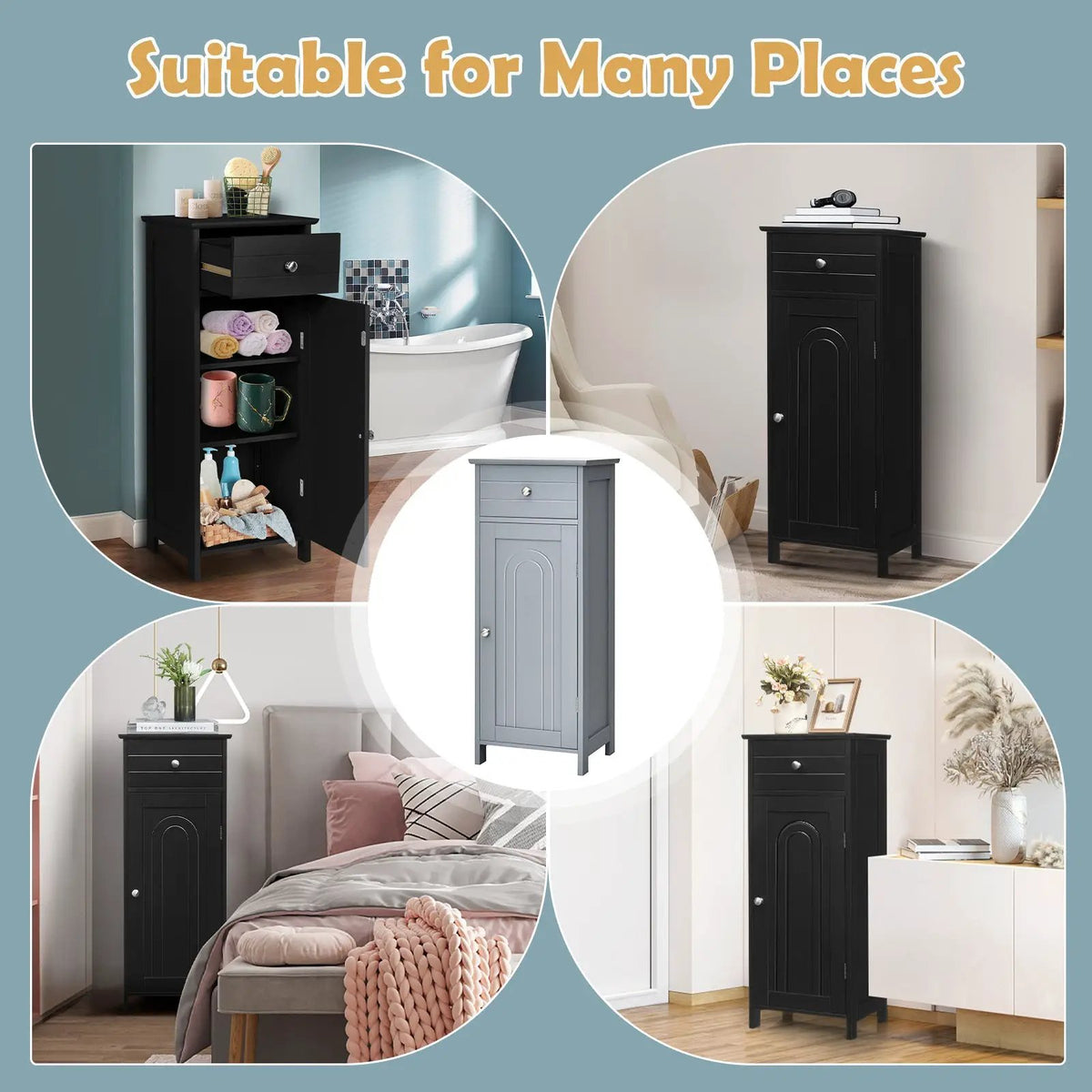 Wooden Storage Free-Standing Floor Cabinet with Drawer and Shelf by DirectDeals