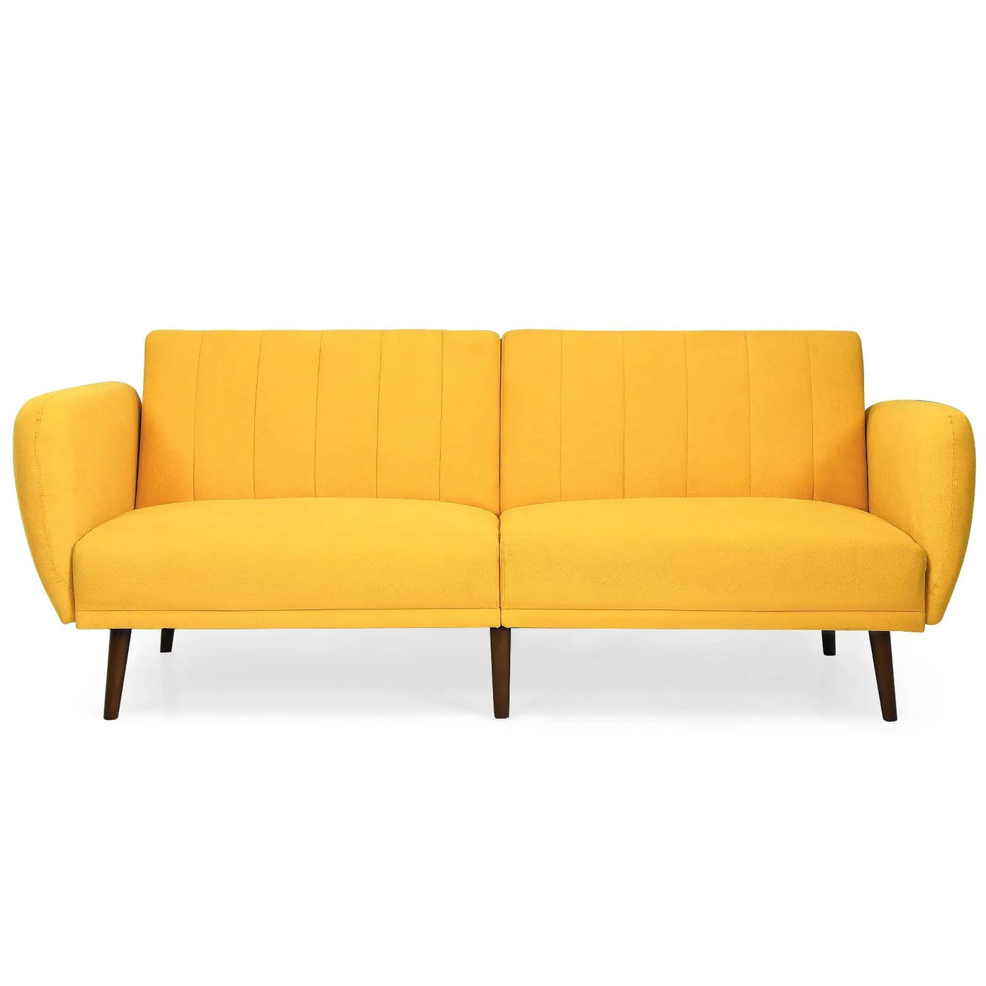 Convertible Futon Sofa Bed Adjustable Couch Sleeper with Wood Legs by DirectDeals