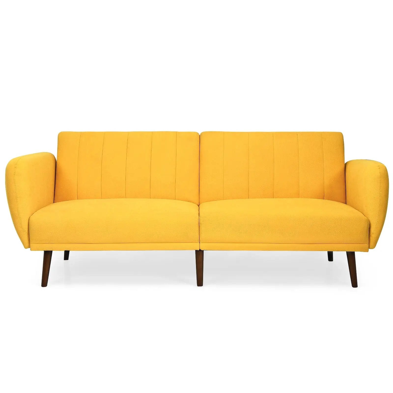 Convertible Futon Sofa Bed Adjustable Couch Sleeper with Wood Legs by DirectDeals