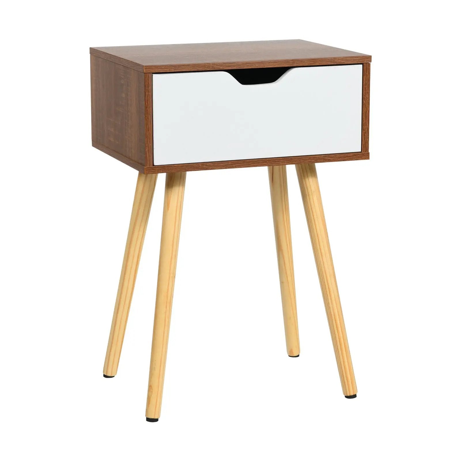End Side Storage Drawer Nightstand with Solid Wooden Leg by DirectDeals