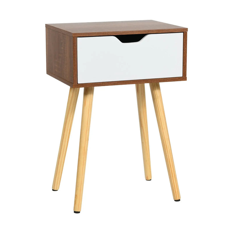 End Side Storage Drawer Nightstand with Solid Wooden Leg by DirectDeals