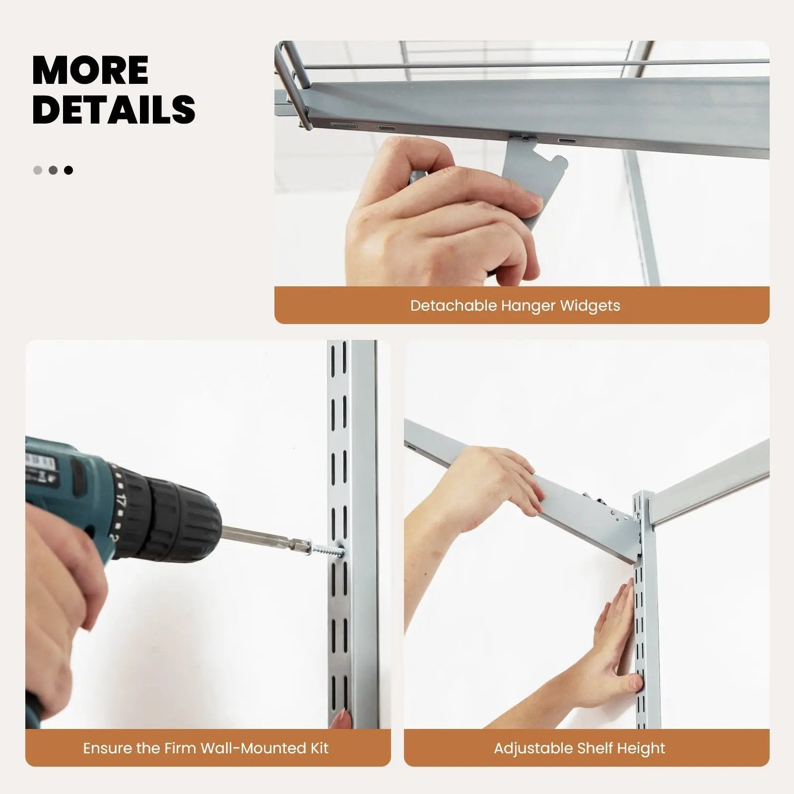 Adjustable Closet Organizer Kit with Shelves and Hanging Rods for 4 to 6 Feet by DirectDeals