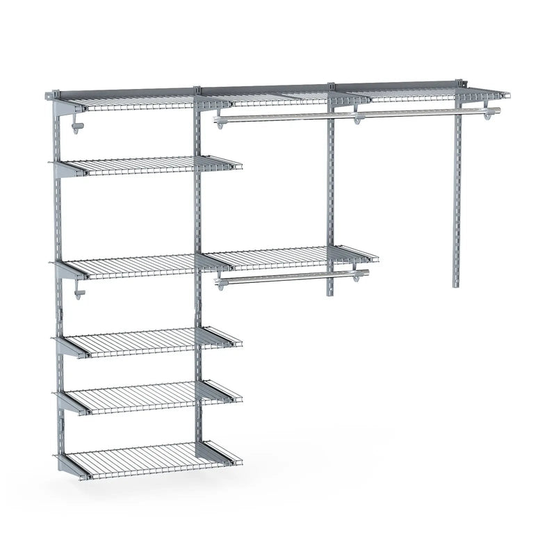 Adjustable Closet Organizer Kit with Shelves and Hanging Rods for 4 to 6 Feet by DirectDeals